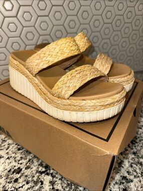 MIA Tan Woven Double-Strap Platform Sandals